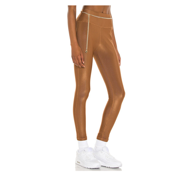 WeWoreWhat Chain High Rise Legging Ribbed Brown Stretch Athleisure Small NWT - Picture 3 of 12